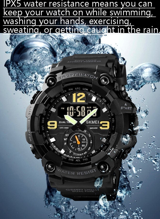 نيوترل ساعة SK-17 الرياضية المقاومة للماء للاستخدام في الهواء الطلق أنيقة وعصرية، تتميز بعرض ثلاثي للوقت، وحركة مزدوجة العيار مع مؤقت، ومنبه، وساعة توقيت، ووظائف مضيئة. مناسبة للرجال والطلاب (لون رمادي مموه). - Image 5